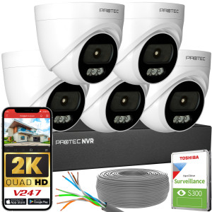 Zestaw do monitoringu 5 kamer kopułowych 4Mpx IP PoE wewnętrzne z mikrofonami