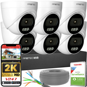 Zestaw do monitoringu 6 kamer kopułowych 4Mpx IP PoE wewnętrzne z mikrofonami