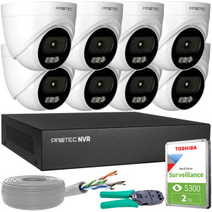 Zestaw do monitoringu 8 kamer kopułowych 4Mpx IP PoE wewnętrzne z mikrofonami