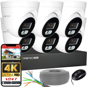 Zestaw do monitoringu 6 kamer kopułowych 8Mpx IP PoE zewnętrzne z mikrofonami