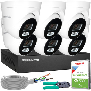 Zestaw do monitoringu 6 kamer kopułowych 8Mpx IP PoE zewnętrzne z mikrofonami