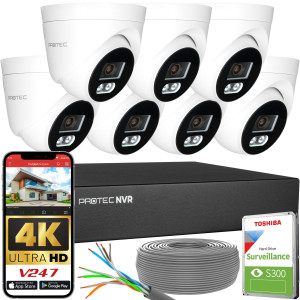 Zestaw do monitoringu 7 kamer kopułowych 8Mpx IP PoE zewnętrzne z mikrofonami
