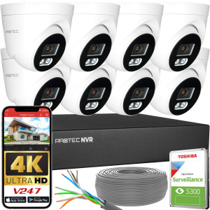 Zestaw do monitoringu 8 kamer kopułowych 8Mpx IP PoE zewnętrzne z mikrofonami
