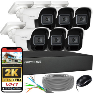 Zestaw do monitoringu 6 kamer tubowych 4Mpx IP PoE zewnętrzne z mikrofonami