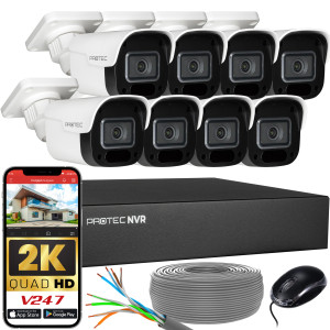 Zestaw do monitoringu 8 kamer tubowych 4Mpx IP PoE zewnętrzne z mikrofonami