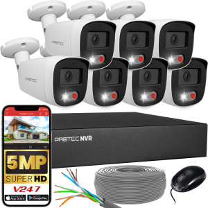 Zestaw do monitoringu 7 kamer tubowych 5Mpx IP PoE zewnętrzne z mikrofonami