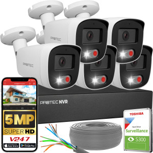 Zestaw do monitoringu 5 kamer tubowych 5Mpx IP PoE zewnętrzne z mikrofonami