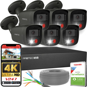 Zestaw do monitoringu 6 kamer tubowych grafitowych 8Mpx IP PoE zewnętrzne z mikrofonami