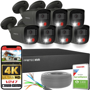 Zestaw do monitoringu 7 kamer tubowych grafitowych 8Mpx IP PoE zewnętrzne z mikrofonami