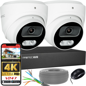 Zestaw do monitoringu 2 kamery kopułowe 8Mpx IP PoE zewnętrzne z mikrofonami