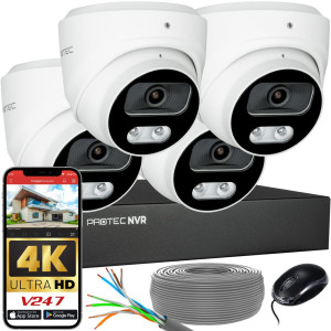 Zestaw do monitoringu 4 kamery kopułowe 8Mpx IP PoE zewnętrzne z mikrofonami