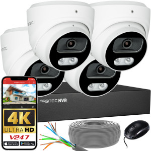 Zestaw do monitoringu 4 kamery kopułowe 8Mpx IP PoE zewnętrzne z mikrofonami