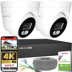 Zestaw do monitoringu 2 kamery kopułowe 8Mpx IP PoE zewnętrzne z mikrofonami