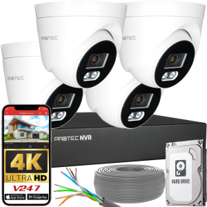 Zestaw do monitoringu 4 kamery kopułowe 8Mpx IP PoE zewnętrzne z mikrofonami