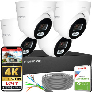 Zestaw do monitoringu 4 kamery kopułowe 8Mpx IP PoE zewnętrzne z mikrofonami