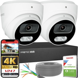 Zestaw do monitoringu 2 kamery kopułowe 8Mpx IP PoE zewnętrzne z mikrofonami