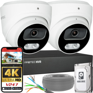 Zestaw do monitoringu 2 kamery kopułowe 8Mpx IP PoE zewnętrzne z mikrofonami