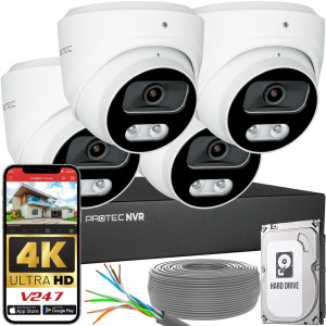 Zestaw do monitoringu 4 kamery kopułowe 8Mpx IP PoE zewnętrzne z mikrofonami