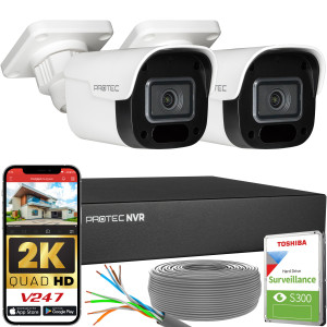 Zestaw do monitoringu 2 kamery tubowe 4Mpx IP PoE zewnętrzne z mikrofonami