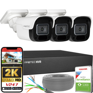 Zestaw do monitoringu 3 kamery tubowe 4Mpx IP PoE zewnętrzne z mikrofonami
