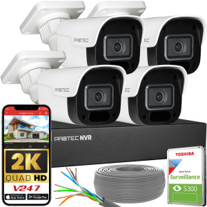 Zestaw do monitoringu 4 kamery tubowe 4Mpx IP PoE zewnętrzne z mikrofonami