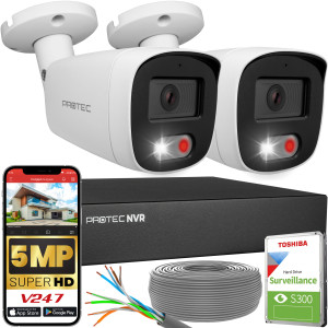 Zestaw do monitoringu 2 kamery tubowe 5Mpx IP PoE zewnętrzne z mikrofonami