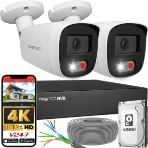 Zestaw do monitoringu 2 kamery tubowe 8Mpx IP PoE zewnętrzne z mikrofonami