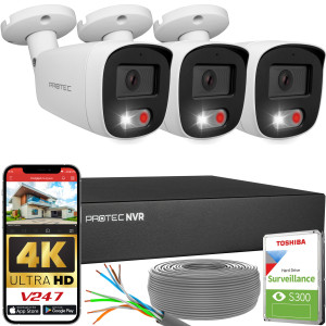 Zestaw do monitoringu 3 kamery tubowe 8Mpx IP PoE zewnętrzne z mikrofonami