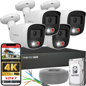 Zestaw do monitoringu 4 kamery tubowe 8Mpx IP PoE zewnętrzne z mikrofonami