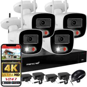 Zestaw do monitoringu 4 kamery tubowe 8Mpx WiFi zewnętrzne z mikrofonami