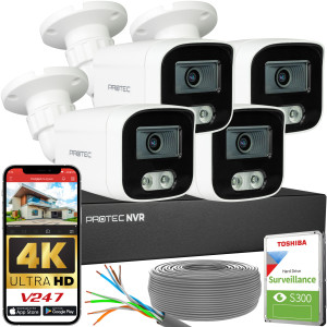 Zestaw do monitoringu 4 kamery tubowe 8Mpx IP PoE zewnętrzne z mikrofonami