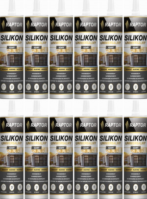 12szt Silikon RAPTOR uniwersalny Szary 280ml