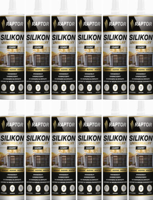 12szt Silikon RAPTOR uniwersalny Czarny 280ml