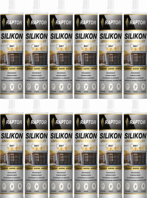 12szt Silikon RAPTOR uniwersalny Biały 280ml