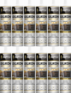 12szt Silikon RAPTOR uniwersalny Bezbarwny 280ml