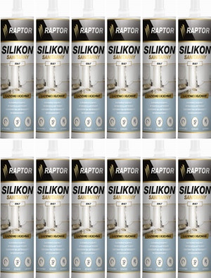 12szt Silikon RAPTOR sanitarny Biały 280ml