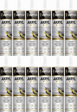12szt Akryl RAPTOR wewnętrzny zewnętrzny BIAŁY 280ml