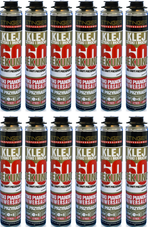 12szt Pianoklej STINGER 60 SEKUND szybki uniwersalny 750ml