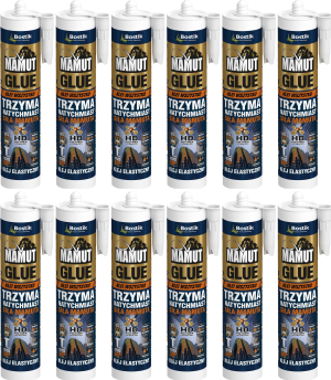 12szt Klej Uniwersalny Montażowy MAMUT Glue BIAŁY 290 ml