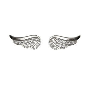 Kolczyki srebrne skrzydła z cyrkoniami Angel Wings