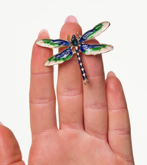 Broszka z cyrkoniami owad WAŻKA pin retro