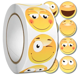 Naklejki emoji kolorowe na rolce 500 szt. buzia DIY dla dzieci