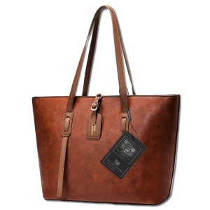 BAD&BAGS torebka damska skórzana klasyczna brązowa shopper