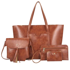 BAD&BAGS torebka damska skórzana shopper klasyczna brązowa + akcesoria