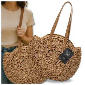 BAD&BAGS Okrągła Torebka koszyk słomiana klasyczna boho