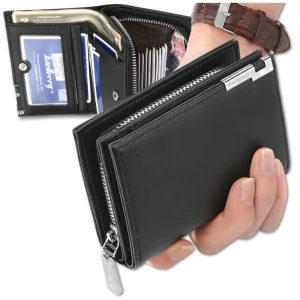 Męski mały portfel czarny na karty organizer elegancki