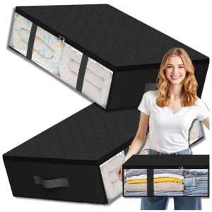 Organizer do szafy zestaw 2szt na pościel ubrania torba duży czarny 60x45cm
