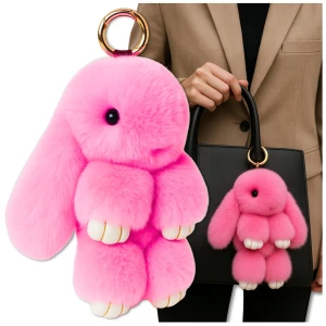 Brelok pompon futrzany duży KRÓLIK króliczek 17 cm