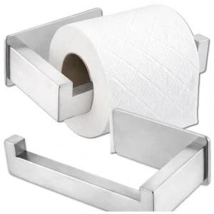 Uchwyt naścienny samoprzylepny srebrny na papier toaletowy WC