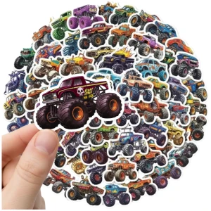 Naklejki kolorowe monster truck mix 50szt dekoracja DIY dla dzieci
